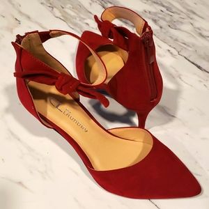 Chinese Laundry Dark Red Faux Suede heels